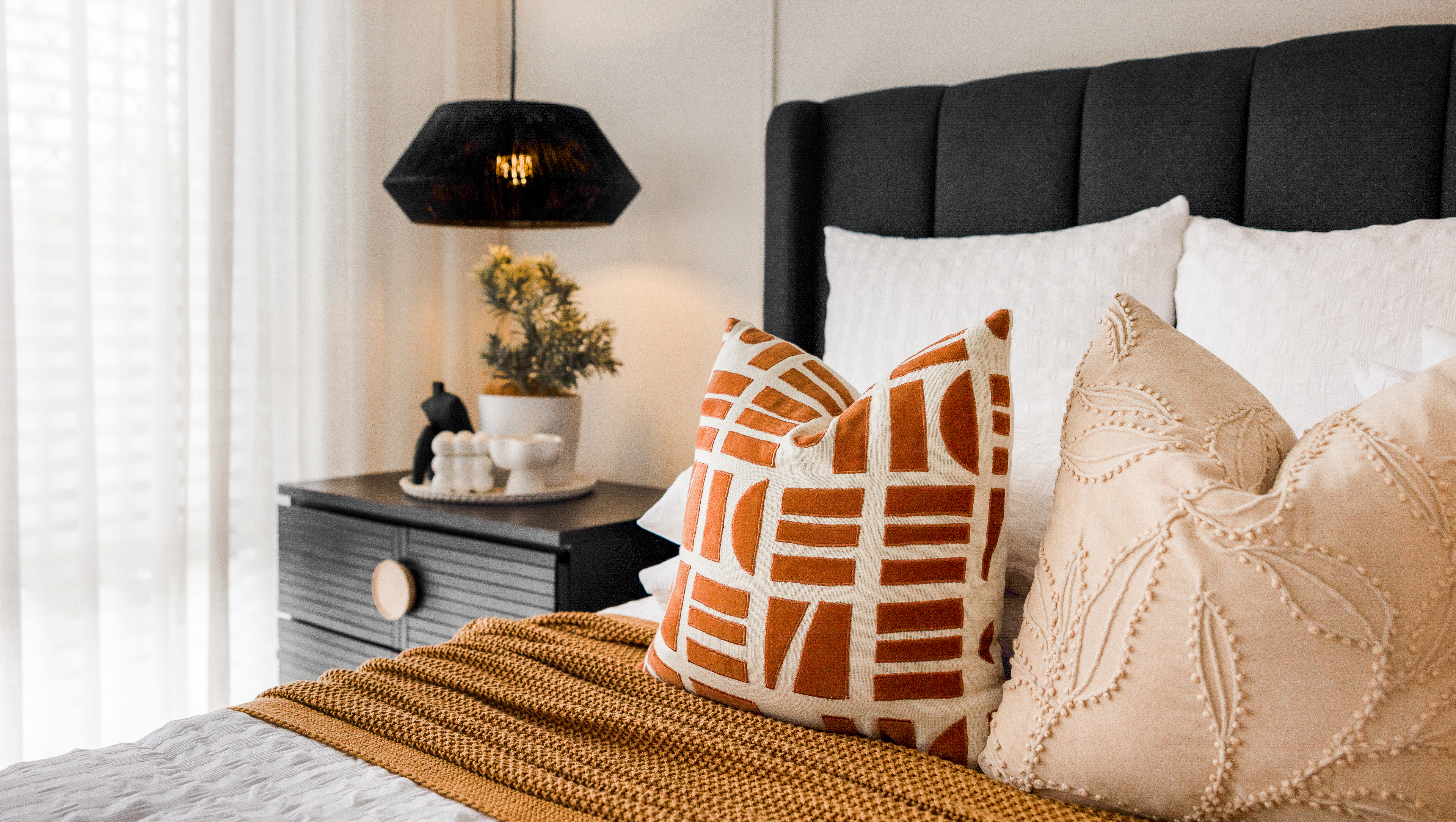 Elegant interior styled for real estate presentation – Brisbane and Gold Coast property styling by Izko Styling.